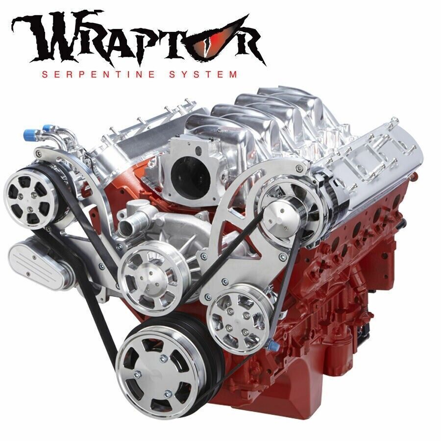 Chev LS Engines A/C, Alt & P/S Wraptor Serpentine Kit # LSXM-WRAPTOR-AC-CAM