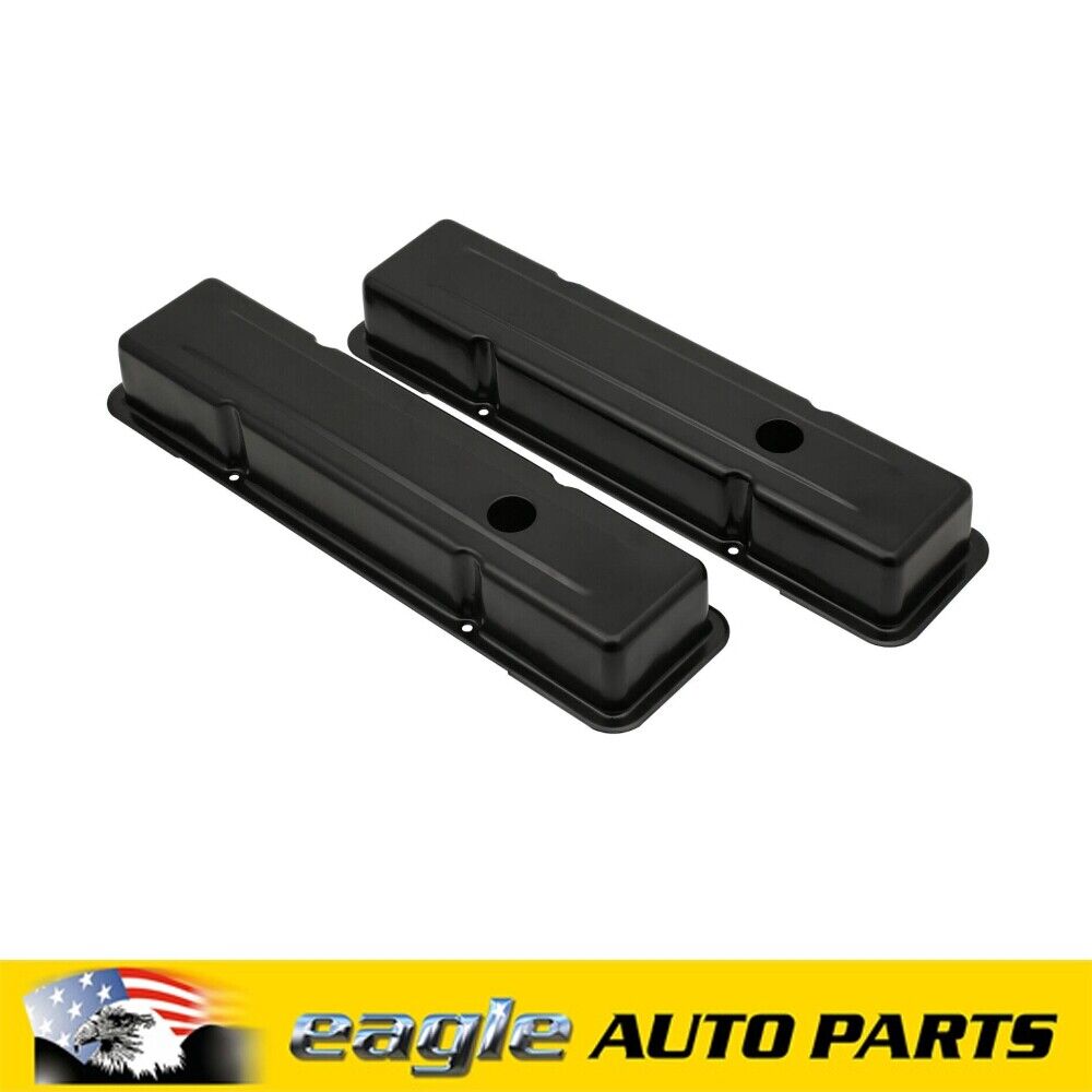 Chev 350 SBC Mr. Gasket Black Steel Rocker Covers # MG9800BP