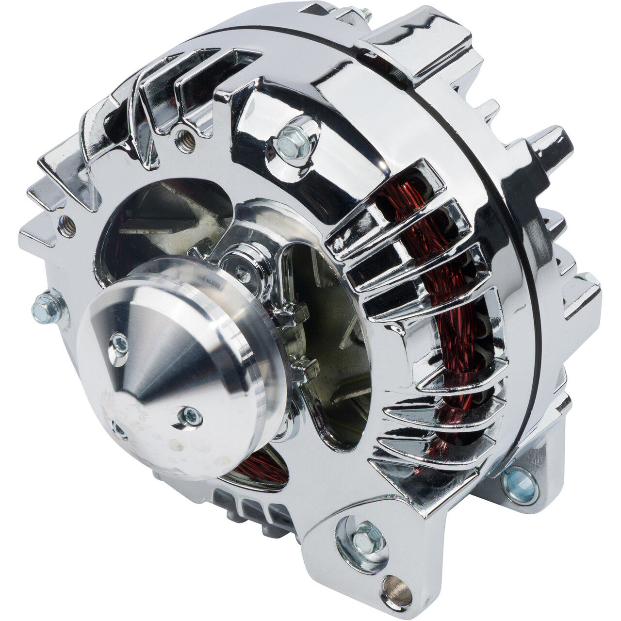 Chrysler 1 Wire Alternator 100 Amp Chrome Plated V-Belt Pulley # MOPAR-1WIRE-100A-1V