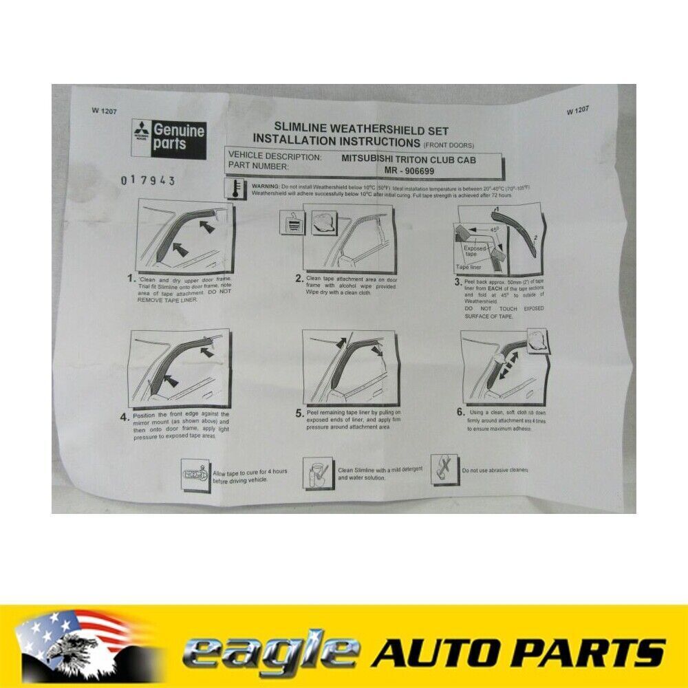 MITSUBISHI MK TRITON GLX CLUB CAB LEFT & RIGHT SLIMLINE WEATHER SHIELDS 96 - 06