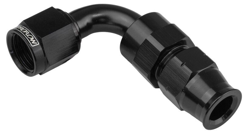 Proflow 1/2in.Tube 90 Degree To Female -08AN Hose End Tube Adaptor PFE113-08BK