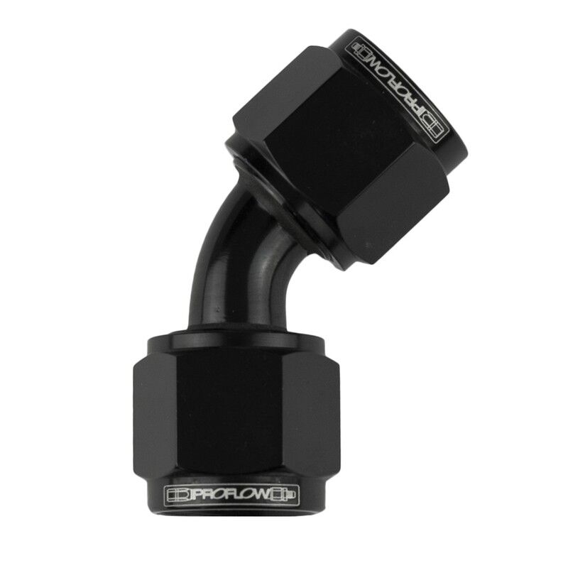 Proflow 45 Degree Female Flare Union Swivel Hose End -06AN PFE132-06BK