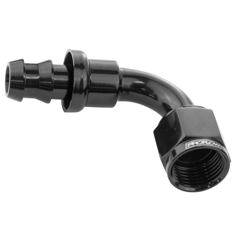Proflow 90 Degree Push Lock Hose End Barb 1/2'' To Female -08AN # PFE403-08BK