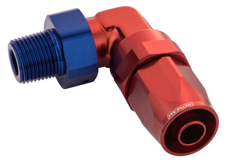 Proflow Fitting, Male Hose End 3/8in. NPT 90 Degree To -10AN Hose # PFE829-10-06