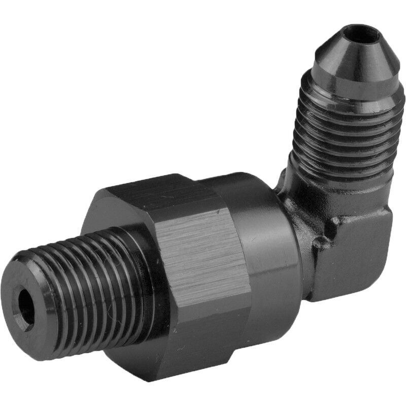 Proflow Adaptor Male -08AN 90 Degree To 1/4in. NPT Swivel Black PFE922-08-04BK