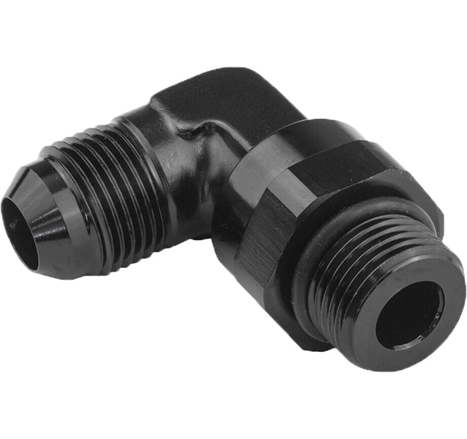Proflow Adaptor Male -06AN 90 Degree To -08AN Thread Swivel Black