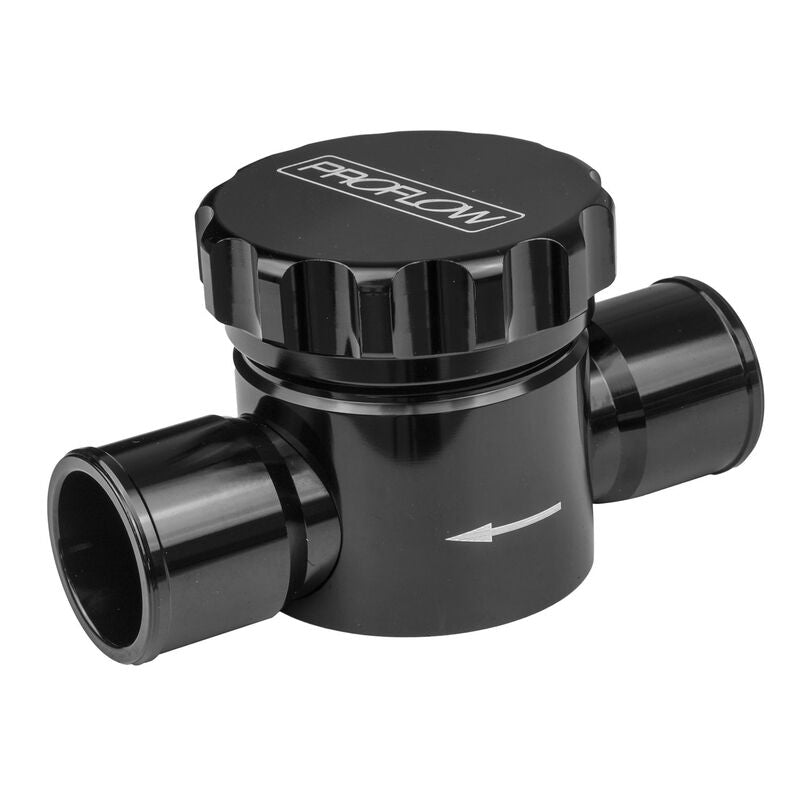 Proflow Coolant Filter, Inline with Cap Black 1.5" Fittings  # PFEWF150BK
