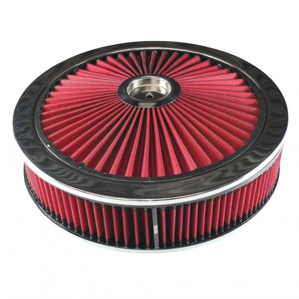 Supa Flow Air Cleaner 14" x 3" Recessed Base Red / Chrome # R43660