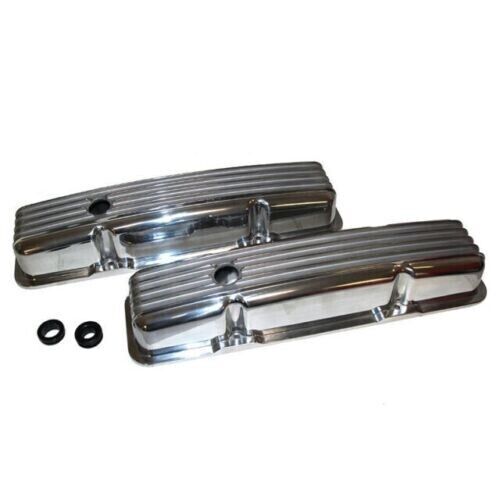 CHEV POLISHED FINNED ROCKER COVERS - SHORT STYLE 307 327 350 400 Early # R6186