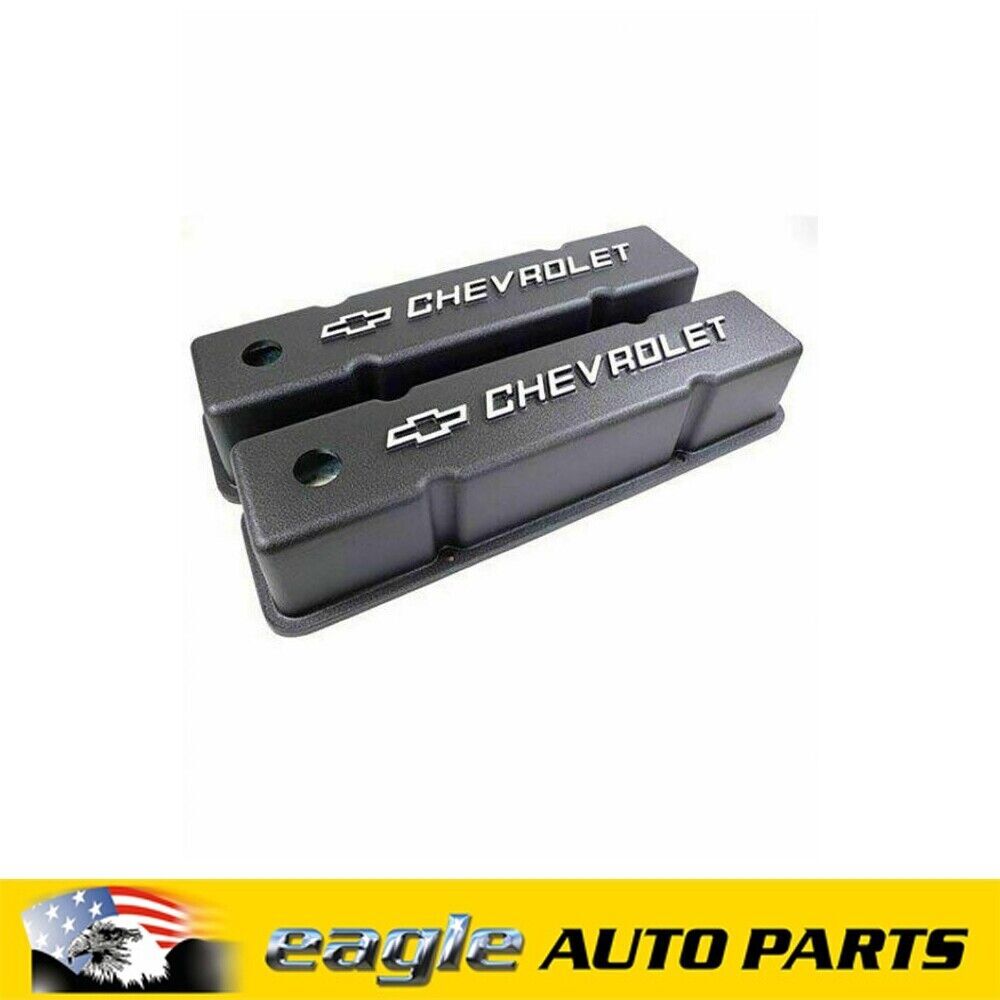 Chev 327 350 383 Small Block Tall Black Logo Rocker Covers # R6336 ...