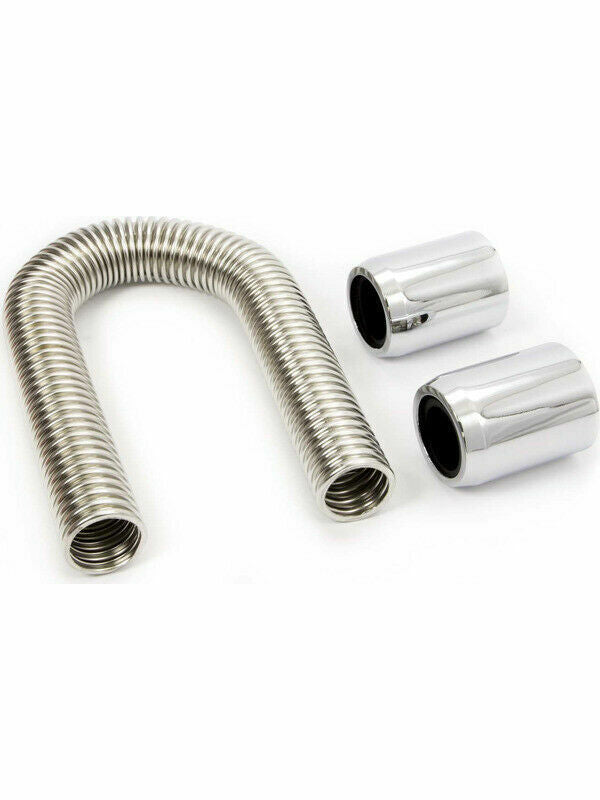RPC Chrome 24" Stainless Steel Radiator Hose Kit With Chrome Alum Caps # R7305