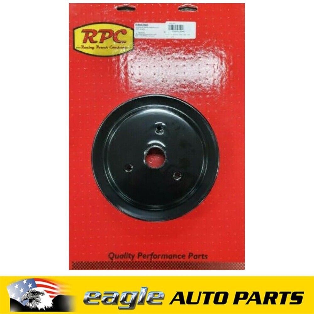 CHEV 350 SBC TRIPLE CRANKSHAFT PULLEY BLACK SWP R8963BK — Eagle Auto