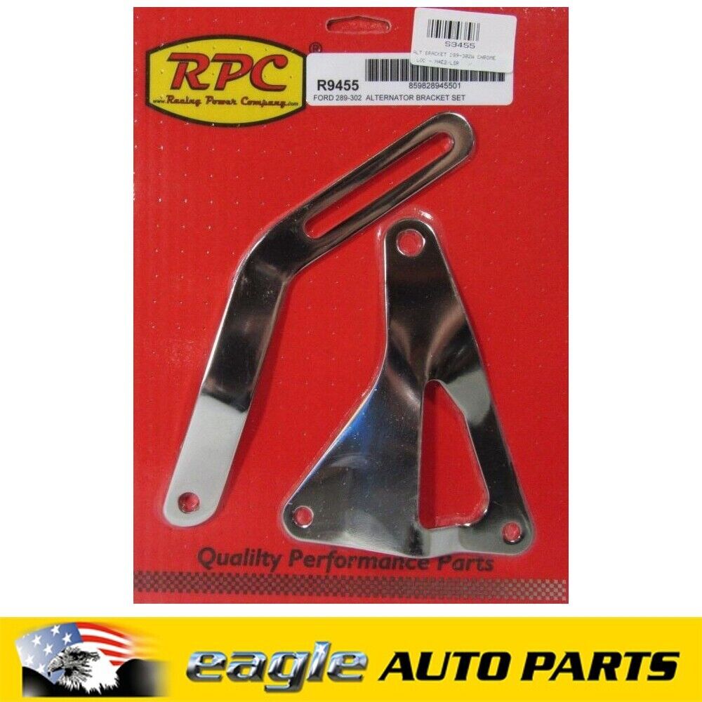 FORD 289 302 WINDSOR CHROME ALTERNATOR LOW MOUNT BRACKET R9455