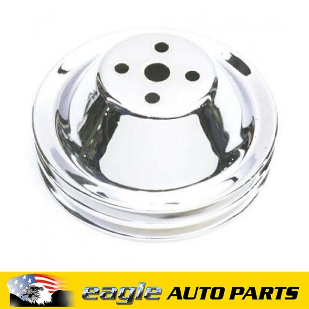 Chev 350 SBC Chrome Double Groove Upper Water Pump Pulley SWP R9601
